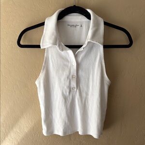 Abercrombie & Fitch White Cropped Polo Tank
